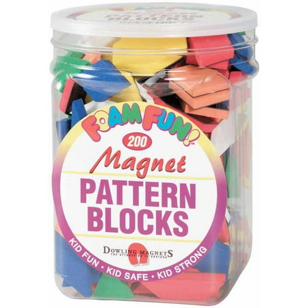 Dowling Miner Magnetics Magnetic Foam Pattern Blocks, Set of 200, Assorted Colors and Shapes