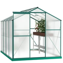 Heavy Duty Polycarbonate Greenhouse, 6'x8', For All Seasons, Ventilation System, Easy Installation Backyard Greenhouse 4mm Twin Panels, Aluminum Frame, Effective Drainage