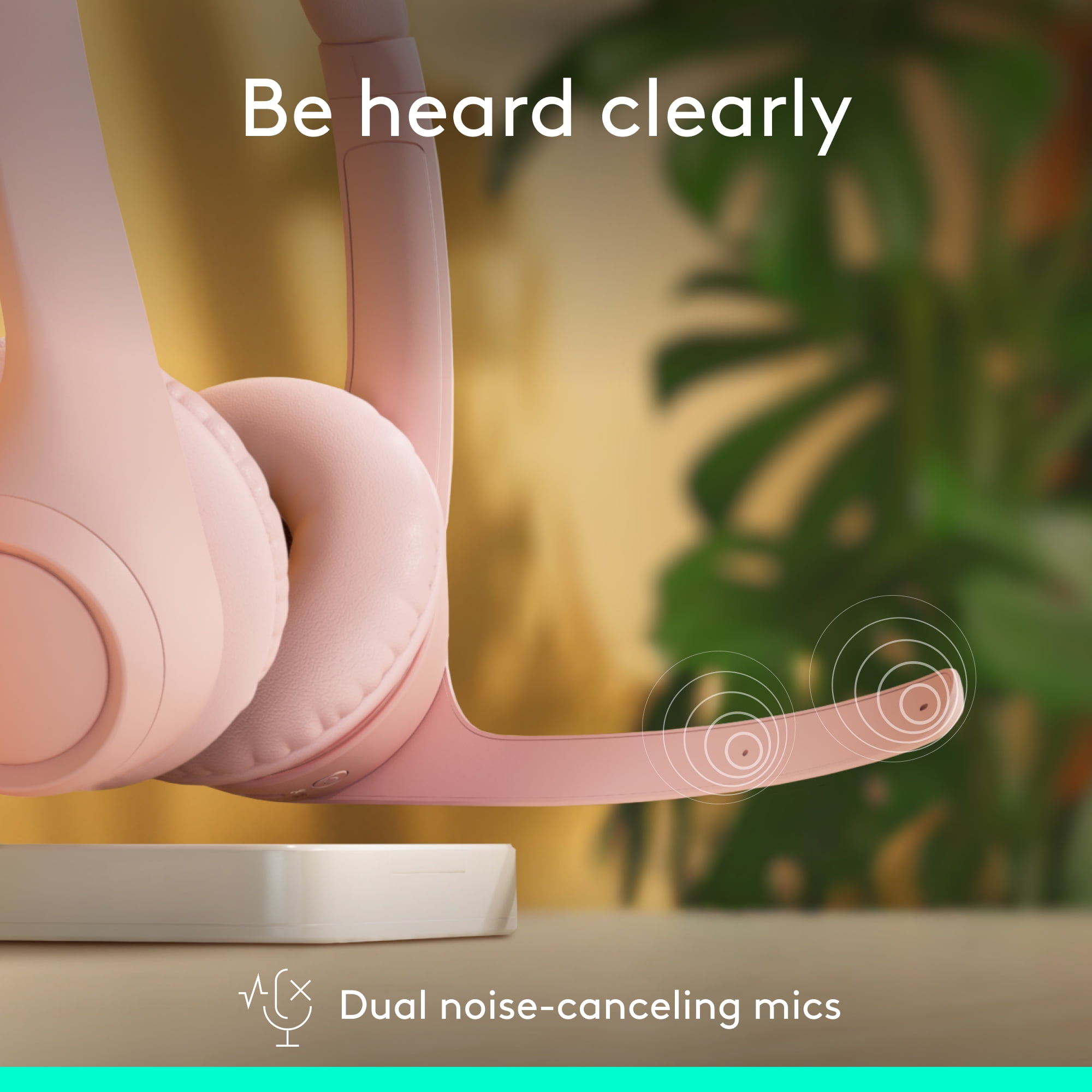 Logitech Zone 300 Wireless Bluetooth Headset with Noise-Canceling Microphone, Rose