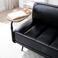 thumbnail image 2 of GZXS 55-Inch Black Faux Leather Upholstered Bench with 360-Degree Swivel Tray and Metal Legs, Entryway/Window Ottoman Bench with Backrests for Bedroom, Living Room, 2 of 7