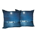 thumbnail image 6 of Ambesonne Ocean Throw Pillow Cover 2 Pack, Dramatic Nighttime Sky, 20", Navy White, 6 of 6