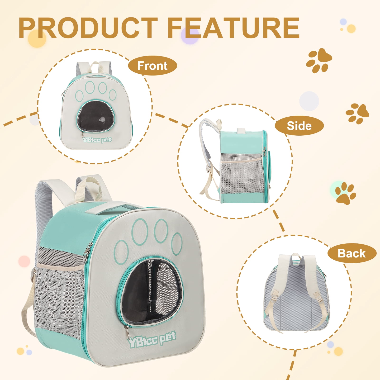 Uxcell Pet Portable Travel Backpack Carrier for Small Large Cat Uxcell Pet Dog, Light Blue