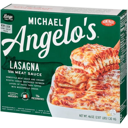 Michael Angelo's Lasagna with Meat Sauce & Ricotta, Large Frozen Family Dinner, Oven Ready, 46 oz