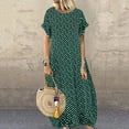 thumbnail image 2 of JINMGG Womens Plus Size Clearance $5 Women Plus Size Pockets O-Polka Dot Printing Short Sleeve Casual Long Dress Green XXXL, 2 of 4