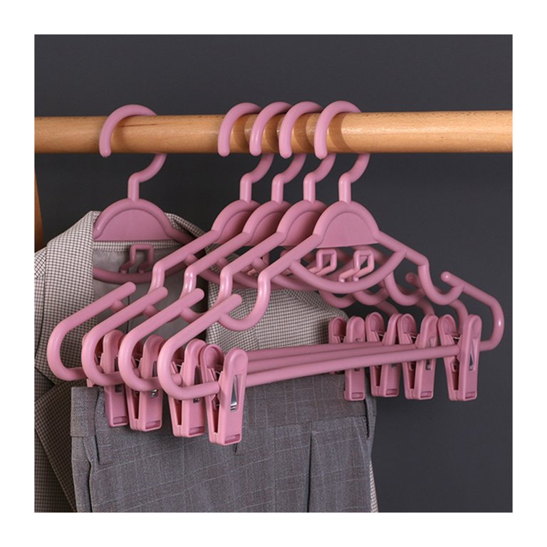 10pcs Clothes Hangers with Clips Plastic Space Saving Non-Slip Skirt Organizer Trousers Skirts Rotating Swivel Hook Clip Hangers for Pants Heavy Duty