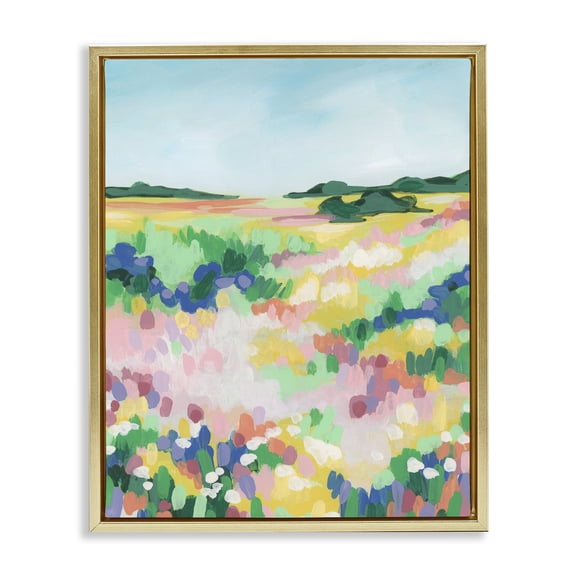 Stupell Industries Modern Bold Speckled Landscape Gold Floating Frame Canvas Art, 17 x 21, by June Erica Vess
