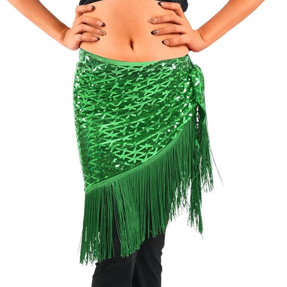 Daznico Fringe Skirt with Sequins for Belly Dance Performance and Party,Mardi Gras Clothing,Mardi Gras Skirt,One Size