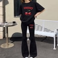 thumbnail image 5 of CPNG Girls Cherry Print Outfits Round Neck Short Sleeved T Shirts and Matching Flare Pants 2 Pieces Casual Cute Sweatsuits Set, 5 of 5