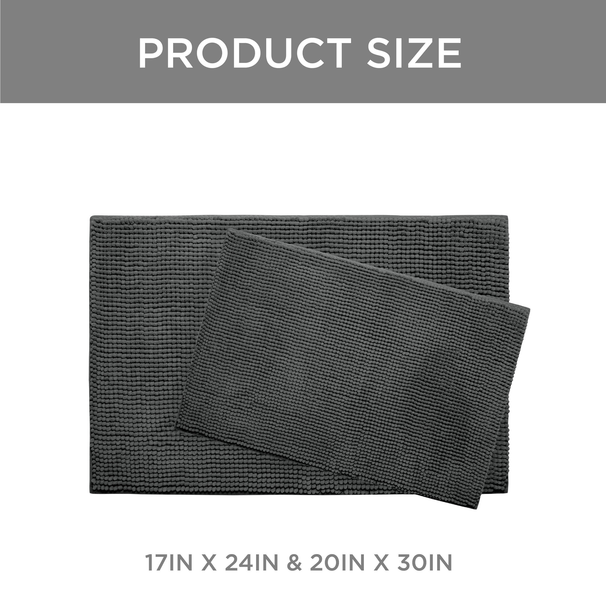 Plush Memory Foam Chenille Cushioned 17" x 24" 2-Piece Bath Mat with Bounce Comfort Technology