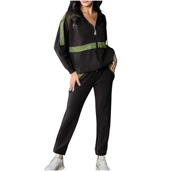 Bovxnpu Summer Casual Outfits For Women, Oversized Lounge Sets 2 Piece Outfits Sweatsuit, Solid Color Combination With Casual Long Sleeve Trousers Hoodie Set M