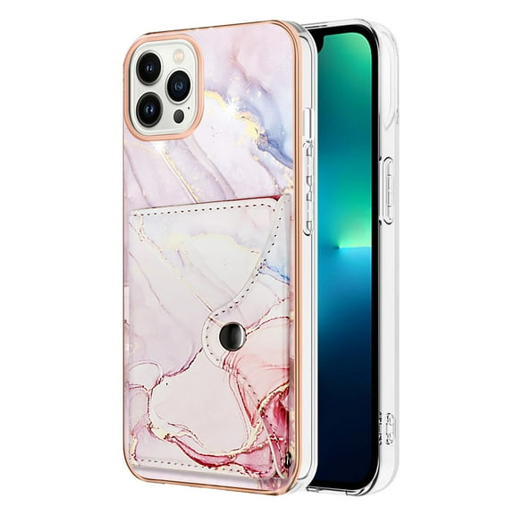 TECH CIRCLE Stylish Case for iPhone 15 Plus (6.7") - Premium TPU/PU Leather Phone Case [Built-in Wallet Feature] Lightweight Cute Marble Durable Cover, Pink
