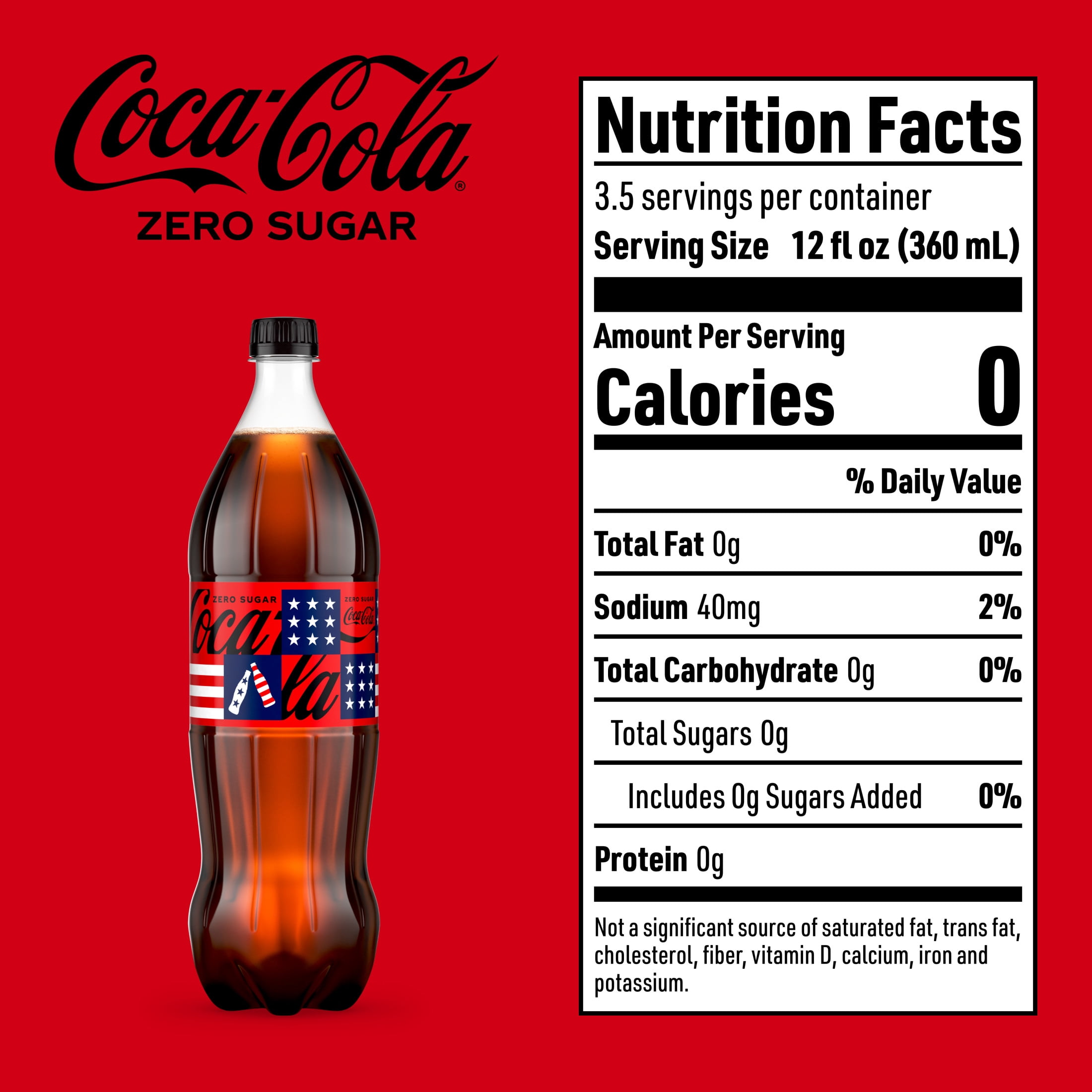 Coca-Cola Zero Sugar Soda Pop Bottle, 1.25 Liters