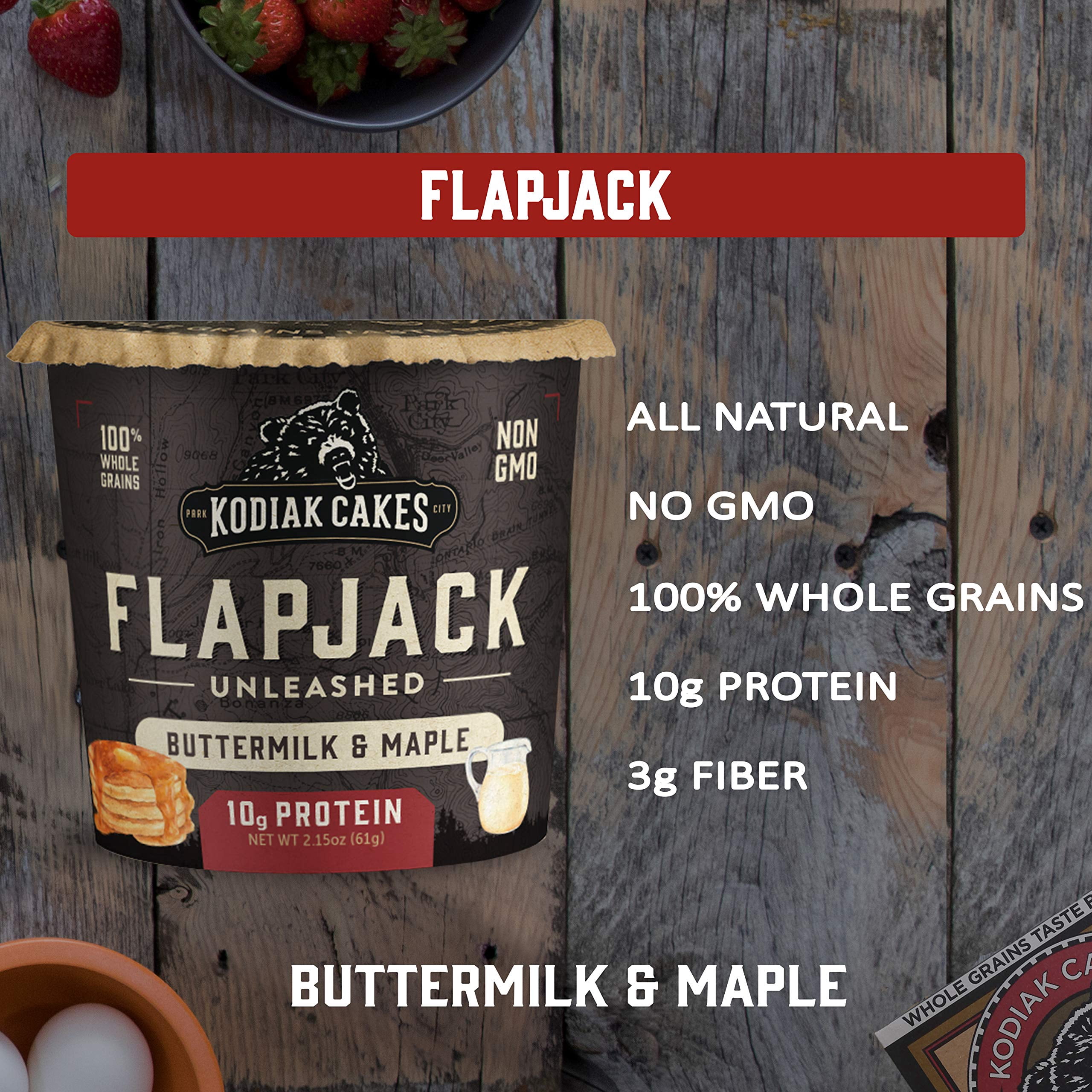 Kodiak Cakes Flapjack Unleashed Cup, Buttermilk and Maple, 2.15 oz (Pack of 36)