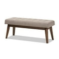 thumbnail image 3 of Baxton Studio Elia Mid-Century Modern Walnut Wood Light Grey Fabric Button-Tufted Bench, 3 of 7
