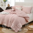 thumbnail image 6 of 3 Pieces Boho Comforter Sets with Ball Pom Fringe, Soft Bedding Set for All Seasons - 3pcs, 1 Comforter & 2 Pillow Shams, All Season Pink Queen, 6 of 6