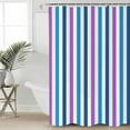 thumbnail image 2 of 54x78 Inch Shower Curtain Decorative Blue Purple Stripe Bathtub Bath Curtains Fabric Waterproof Bathroom Decor Gradient Geometric Vertical Striped Small Stall Shower Curtain Set with 12 Hooks, 2 of 6