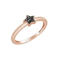 thumbnail image 2 of Black Natural Diamond Accent Star Ring For Women in 14K Rose Gold Plated 925 Sterling Silver Color Enhanced(0.03 Cttw,I2-I3 Clarity)-4, 2 of 7