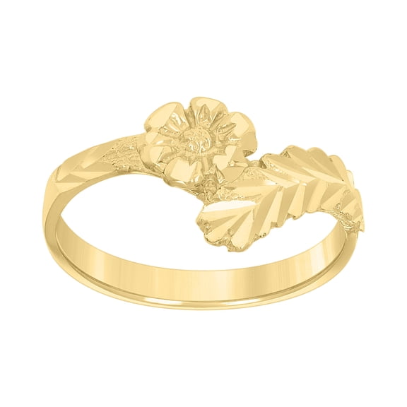 10kt Real Yellow Gold Womens Flower Fashion Ring