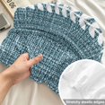 thumbnail image 4 of Twin Sze Fitted Sheet Set - Modern Minimlist 2 Piece Bedding Sets 16" Deep Pocket Fitted Sheet with 1 Pillowcase, Country Simple Vertical Leaf Pattern Blue Brushed Microfiber Hotel Luxury Bed Sheets, 4 of 9