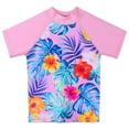 thumbnail image 2 of BAOHULU Girls Floral Short Sleeve Swimsuits Kids Rash Guard Two Pieces UPF 50+ Swimwear, 2 of 6