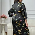 thumbnail image 5 of WTOBBY Women's Nightwear Robe Plus Size 3X-6X Soft Belted Kimono Long Sleeve Loungewear Sexy Cover Up Home Lounge Comfortable Wear,Black 2XL, 5 of 6