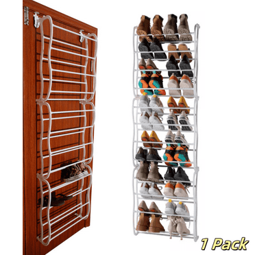Hassch Over-the-Door Shoe Rack Holder, 12 Tier Wall Mounted Shoe Storage Organizer, Shoes Hanging Shelf, Space-Saving, White