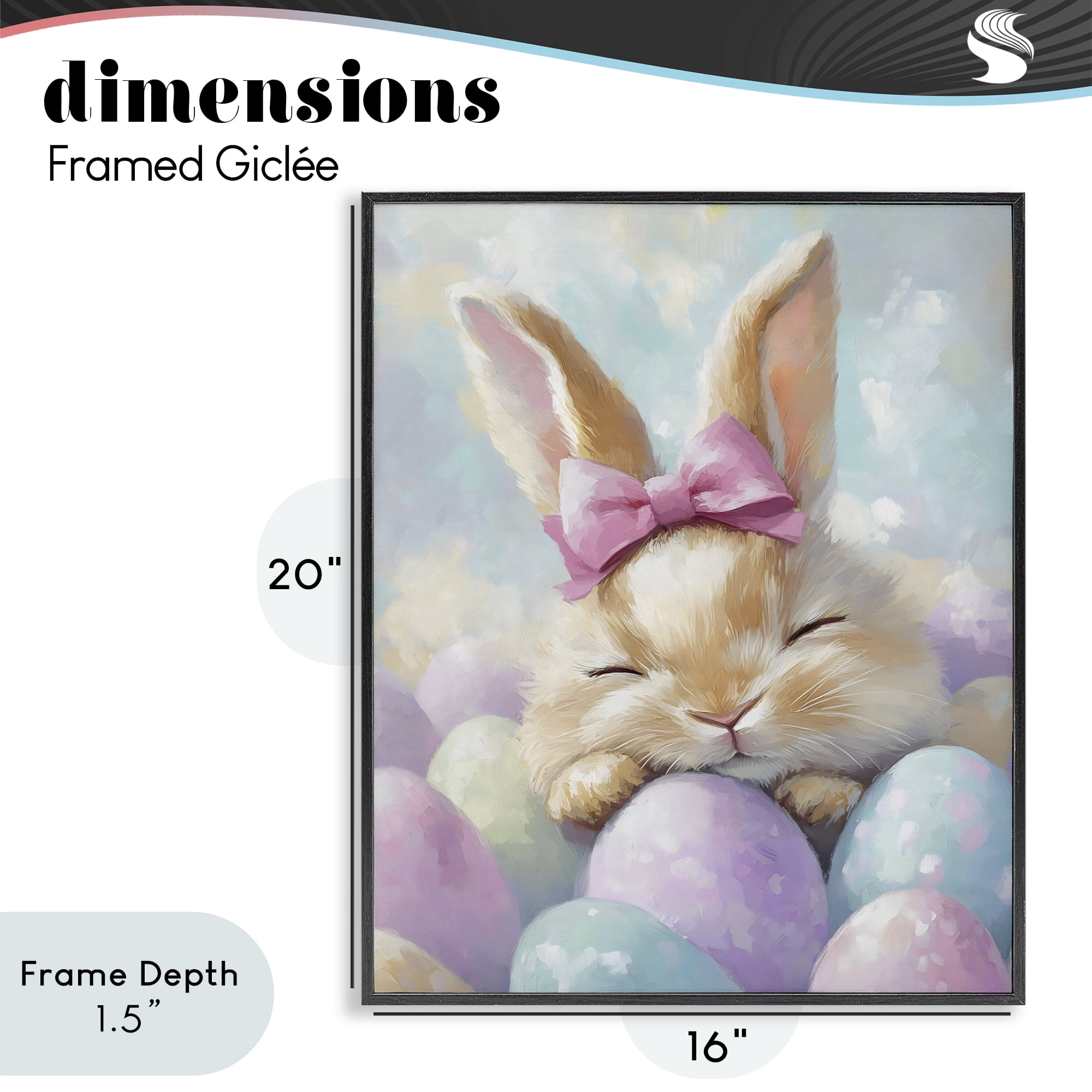 Stupell Industries Sleeping Easter Bunny with Eggs Black Framed Giclee Art, design by The Prints Vibe