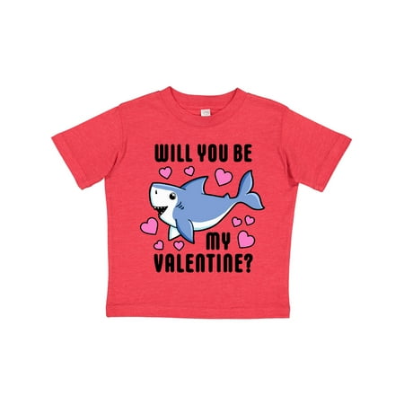 

Inktastic Will You Be My Valentine with Cute Shark and Hearts Gift Toddler Boy or Toddler Girl T-Shirt