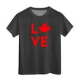 thumbnail image 1 of WERYOUNG T-Shirts Filles Garçons Été Décontracté Imprimé Feuille d'Érable Manches Courtes Col Rond T-Shirts Enfants Polyvalent Tee, Noir, 4-5 Ans, 1 of 3