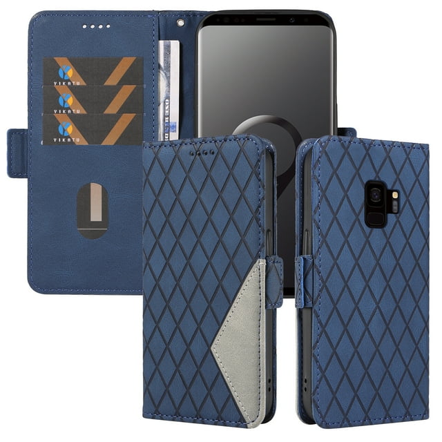 Compatible with Samsung Galaxy S9 PU Leather Wallet Case with Card Holder Magnetic Closure Cover