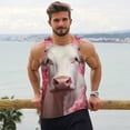 thumbnail image 6 of Daiia Flower White Cow Printed Men's Quick Dry Fit Muscle Tank Top Slim-Fit Tank Workout Tank Top Lightweight Sports Tank Top-X-Large, 6 of 7