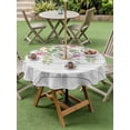thumbnail image 4 of Outdoor Tablecloths with Umbrella Hole & Zipper, Colorful Flowers Round Tablecloth 54 Inch, Spring Leaves Floral Botanical Wood Grain Waterproof Table Cloth, Patio/Pool/Picnic Table Covers, 4 of 8