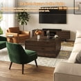 thumbnail image 4 of 31.5" Wood Square Coffee Table with Storage, Modern Center Table with 4 Drawers, Walnut Finish, 4 of 7