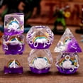 thumbnail image 3 of Polyhedral DND Dice Set Transparent Purple Resin Rainbow Cloud Insert White Numbers for Dungeons and Dragons Tabletop Role Playing Games 7-Piece, 3 of 4