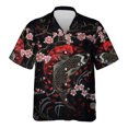 thumbnail image 3 of Camisa hawaiana con estampado 3D de peces koi para hombre, blusas con estampado de animales de buena suerte, camisas hawaianas de verano para la calle, blusas con solapa y mangas cortas, 3 of 5