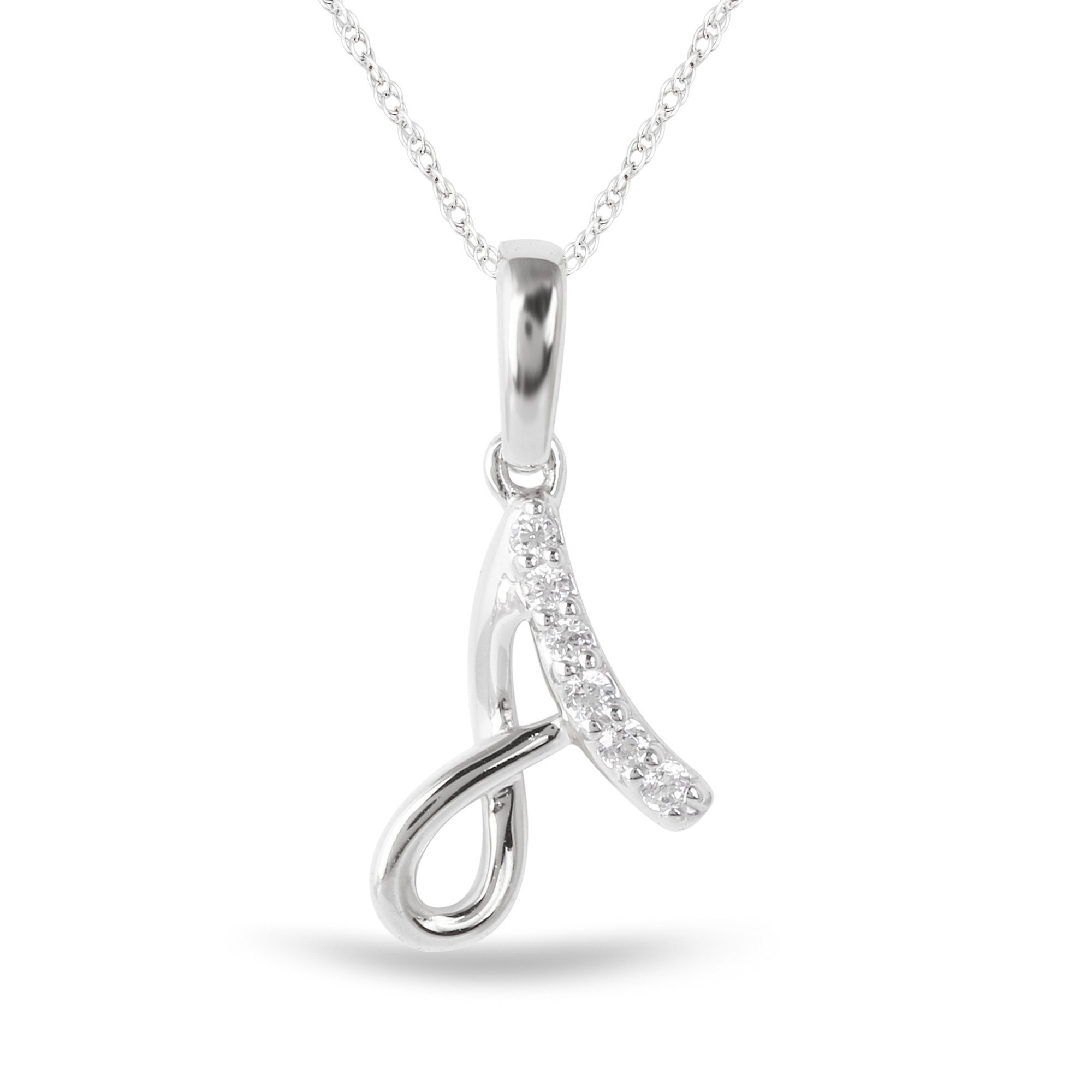 Imperial 1/20Ct TDW Diamond Alphabet A Pendant Necklace for Women in Sterling Silver