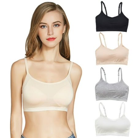 Valcatch 4 Pack Padded Bralettes for Women Seamless Strappy Sports Bra Comfortable Yoga Camisole Bras