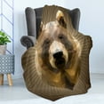thumbnail image 4 of Bear Soft Flannel Fleece Throw Blanket, Polygon Style Fractal Grizzly Portrait Triangular Geometric Fractal Modern Design, Cozy Plush for Indoor and Outdoor Use, 50" x 60", Cocoa Ginger, by Ambesonne, 4 of 5