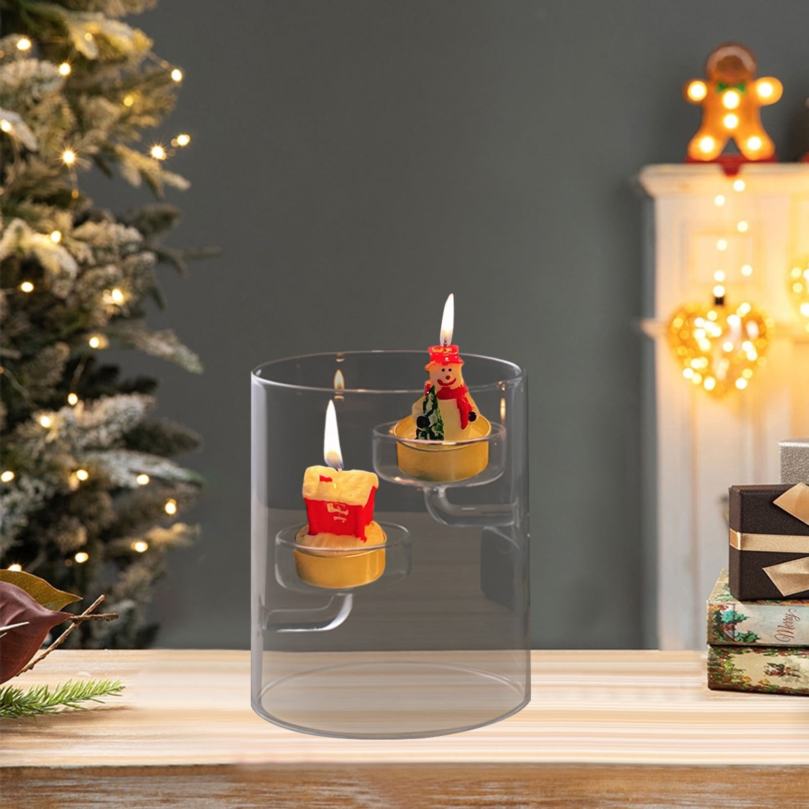 B Windproof Glass Candlestick For Christmas Celebrations And Candlelight Dinners Features European Style For Sophisticated Home Ambiance