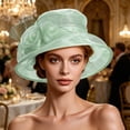thumbnail image 5 of Shihyeh Women’s Organza Church Tea Party Wedding Fascinator Derby Hat Wide Brim Sun Hats, 5 of 6