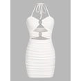 thumbnail image 6 of ZAFUL for Women Prom Dress or Cocktail Dress Evening Part Dress Cutout O Ring Halter Ruched Slinky Dress White S, 6 of 9