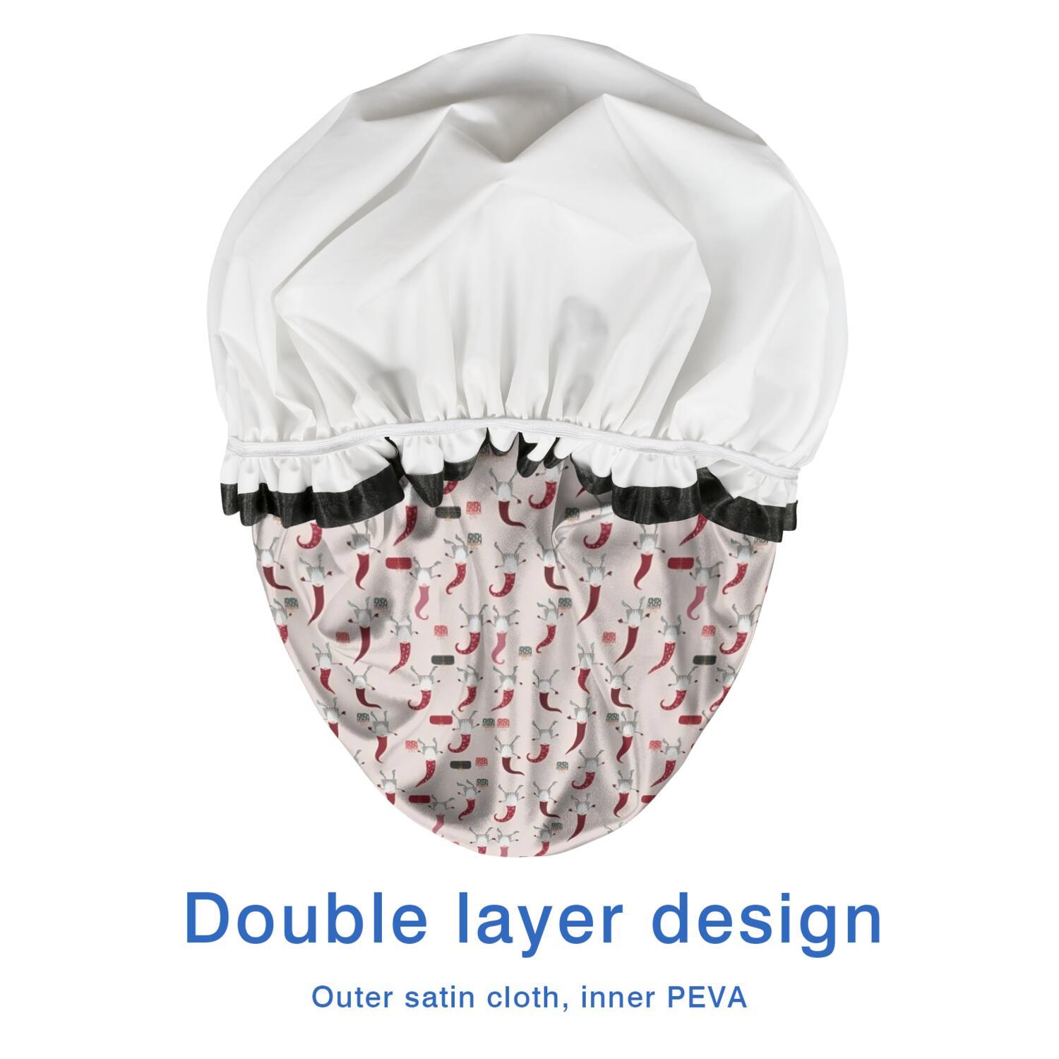 Shower Caps,Light Pink Christmas Gnome Pattern Waterproof Shower Cap for Women 4 Pieces,Double Reusable Hair Cover for Shower PEVA Elastic Stretch Hem