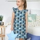 thumbnail image 4 of Fotbe Airplanes and Aviation Signs Vestido de Dormir para Niñas de 3 a 10 Años, Mangas Cortas, Estilo Princesa, Pijama Camisón con Mangas Voladas-XX-Large, 4 of 6