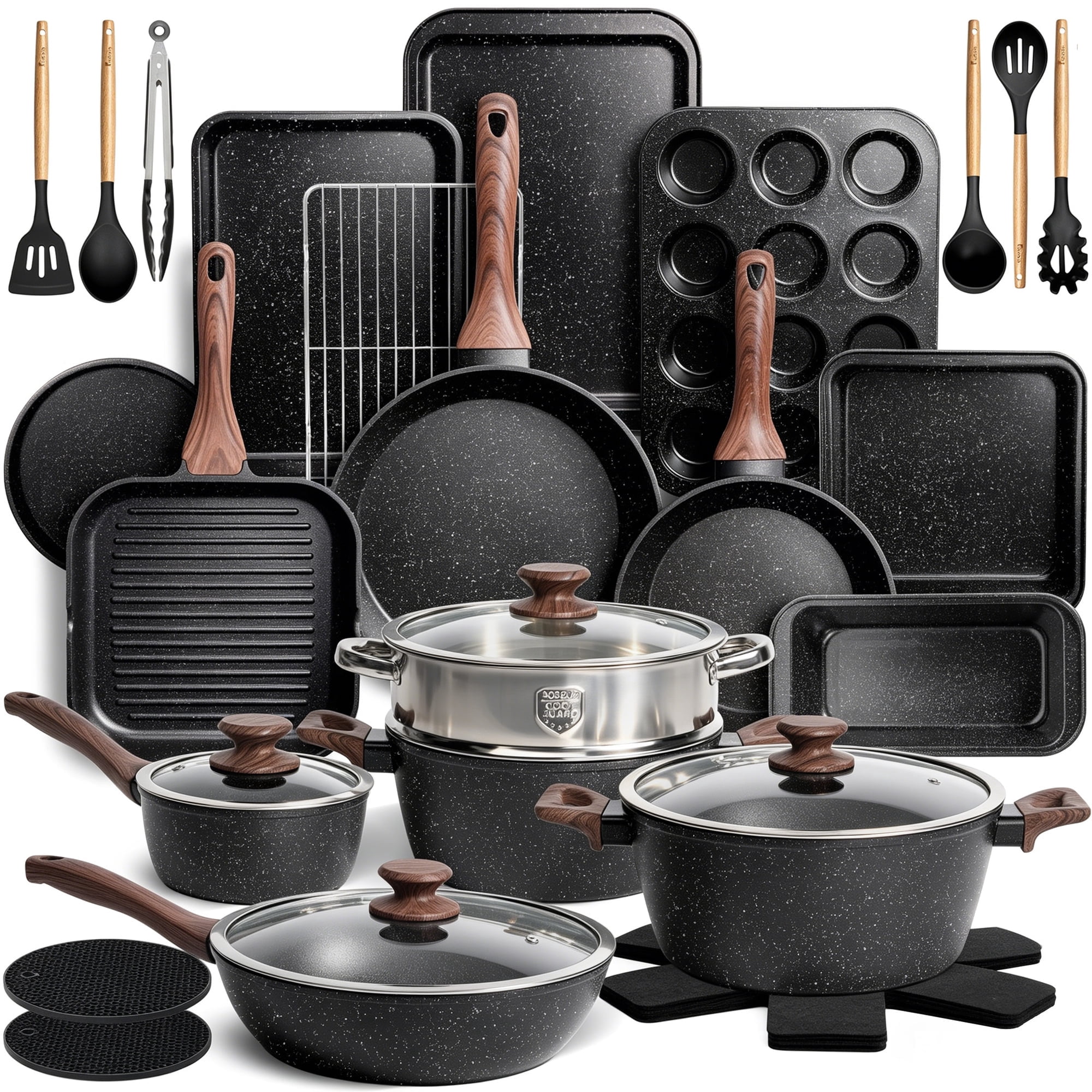Ninja 14-Piece Nonstick Hard-Anodized Aluminum Cookware Set, Cool