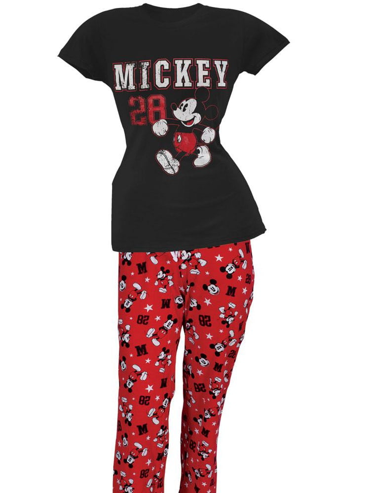 Mickey Mouse - All-Over Juniors Two Piece Pajama Set - Walmart.com