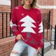 thumbnail image 3 of Suéter de Navidad para mujer, cuello redondo, suave, de moda, suéter con patrón de Navidad para mujer, rojo, M, 3 of 6