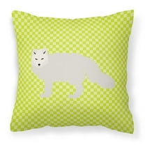 Carolines Treasures BB7703PW1818 White Arctic Fox Green Fabric Decorative Pillow, 18 x 18 in.