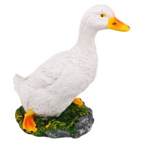OULII Garden Duck Figurine Duck Lawn Decoration White Realistic Design for Homeowners 1Pcs