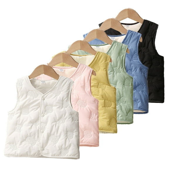 KYAIGUO Boys Girls Padded Vest Sleeveless Jacket for Kids Baby Fall Winter Thickened Outerwear Toddler Warm V-Neck Cotton Waistcoat 9 Months-6 Year