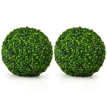 Costway 2 PCS 15.7'' Artificial Boxwood Topiary Balls UV Protected Indoor Outdoor